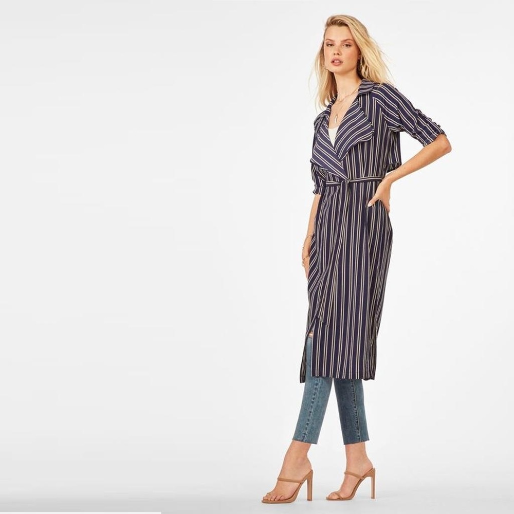 Lightweight Stripe Trench Coat - Picture 4 of 7